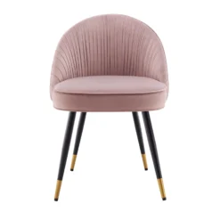 Miyae Set Of 2 Pleated Pale Pink Velvet Upholstered Dining Chairs 17 Miyae Set Of 2 Pleated Pale Pink Velvet Upholstered Dining Chairs -Fame Furni Sales DCH 2144 PINK VEL 2P WB3