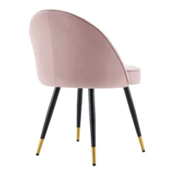Miyae Set Of 2 Pleated Pale Pink Velvet Upholstered Dining Chairs 19 Miyae Set Of 2 Pleated Pale Pink Velvet Upholstered Dining Chairs -Fame Furni Sales DCH 2144 PINK VEL 2P WB6