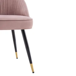 Miyae Set Of 2 Pleated Pale Pink Velvet Upholstered Dining Chairs 22 Miyae Set Of 2 Pleated Pale Pink Velvet Upholstered Dining Chairs -Fame Furni Sales DCH 2144 PINK VEL 2P detail3