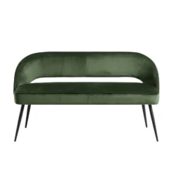 Oakley Dark Green Velvet Upholstered 3 Seater Dining Bench With Contrast Piping -Fame Furni Sales DCH 2147 DARKGREEN VEL WB1