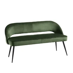 Oakley Dark Green Velvet Upholstered 3 Seater Dining Bench With Contrast Piping -Fame Furni Sales DCH 2147 DARKGREEN VEL WB2