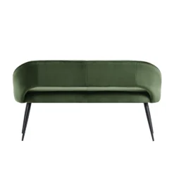 Oakley Dark Green Velvet Upholstered 3 Seater Dining Bench With Contrast Piping -Fame Furni Sales DCH 2147 DARKGREEN VEL WB6
