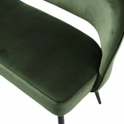 Oakley Dark Green Velvet Upholstered 3 Seater Dining Bench With Contrast Piping -Fame Furni Sales DCH 2147 DARKGREEN VEL detail2
