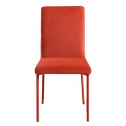 Fernie Set Of 2 Ochre Burnt Orange Velvet Dining Chairs With Upholstered Legs 13 Fernie Set Of 2 Ochre Burnt Orange Velvet Dining Chairs With Upholstered Legs -Fame Furni Sales DCH 2151 OCHRE VEL 2P WB2