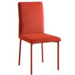 Fernie Set Of 2 Ochre Burnt Orange Velvet Dining Chairs With Upholstered Legs 15 Fernie Set Of 2 Ochre Burnt Orange Velvet Dining Chairs With Upholstered Legs -Fame Furni Sales DCH 2151 OCHRE VEL 2P WB3