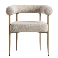 Fulbourn Taupe Boucle Dining Chair With Natural Wood Effect Legs -Fame Furni Sales DCH 2162 TAUPE BOUCLE NAT WB1