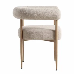 Fulbourn Taupe Boucle Dining Chair With Natural Wood Effect Legs -Fame Furni Sales DCH 2162 TAUPE BOUCLE NAT WB3