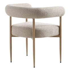 Fulbourn Taupe Boucle Dining Chair With Natural Wood Effect Legs -Fame Furni Sales DCH 2162 TAUPE BOUCLE NAT WB4
