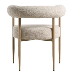 Fulbourn Taupe Boucle Dining Chair With Natural Wood Effect Legs -Fame Furni Sales DCH 2162 TAUPE BOUCLE NAT WB5