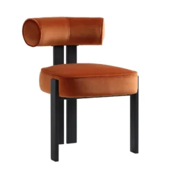 Ophelia Rust Velvet Dining Chair 15 Ophelia Rust Velvet Dining Chair -Fame Furni Sales DCH 2187 RUST VEL WB2