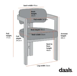 Stanford Curved Oak Frame Upholstered Chair, White Boucle Light Walnut Frame -Fame Furni Sales Dimensional Drawings APR 2023 XN DCH 727 scaled