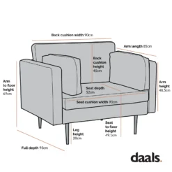 Pelham Orange Velvet Fabric Armchair -Fame Furni Sales Dimensional Drawings LVSF 386 1ST scaled