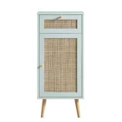 Frances Woven Rattan 1-Door Bathroom Cabinet, Mint -Fame Furni Sales FT BAC 01 SAGE WB1