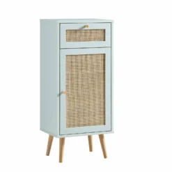 Frances Woven Rattan 1-Door Bathroom Cabinet, Mint -Fame Furni Sales FT BAC 01 SAGE WB2