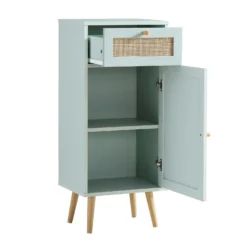 Frances Woven Rattan 1-Door Bathroom Cabinet, Mint -Fame Furni Sales FT BAC 01 SAGE WB4