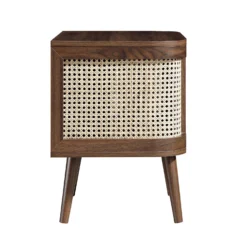 Izzy Curved Rattan Bedside Table, Walnut -Fame Furni Sales FT BST 04 WALN WB4