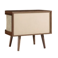 Izzy Curved Rattan Bedside Table, Walnut -Fame Furni Sales FT BST 04 WALN WB5