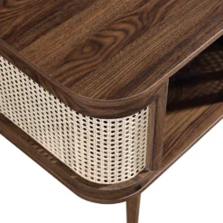Izzy Curved Rattan Bedside Table, Walnut -Fame Furni Sales FT BST 04 WALN detail1