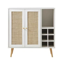 Frances Woven Rattan Drinks Cabinet, White 13 Frances Woven Rattan Drinks Cabinet, White -Fame Furni Sales FT CAB 02 WHITE WB1