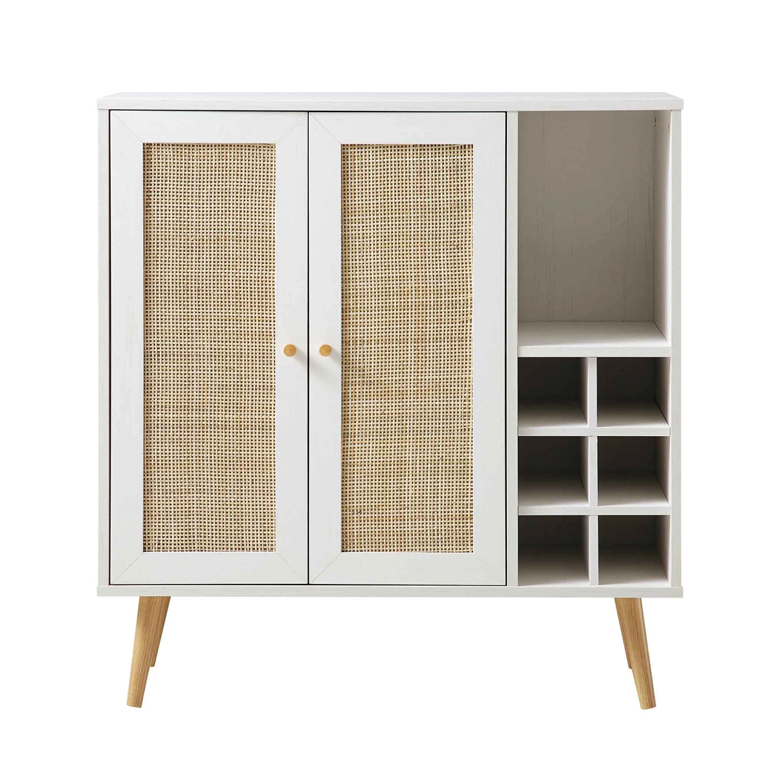 Frances Woven Rattan Drinks Cabinet, White 3 Frances Woven Rattan Drinks Cabinet, White - Image 3