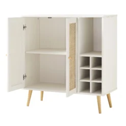 Frances Woven Rattan Drinks Cabinet, White 15 Frances Woven Rattan Drinks Cabinet, White -Fame Furni Sales FT CAB 02 WHITE WB3