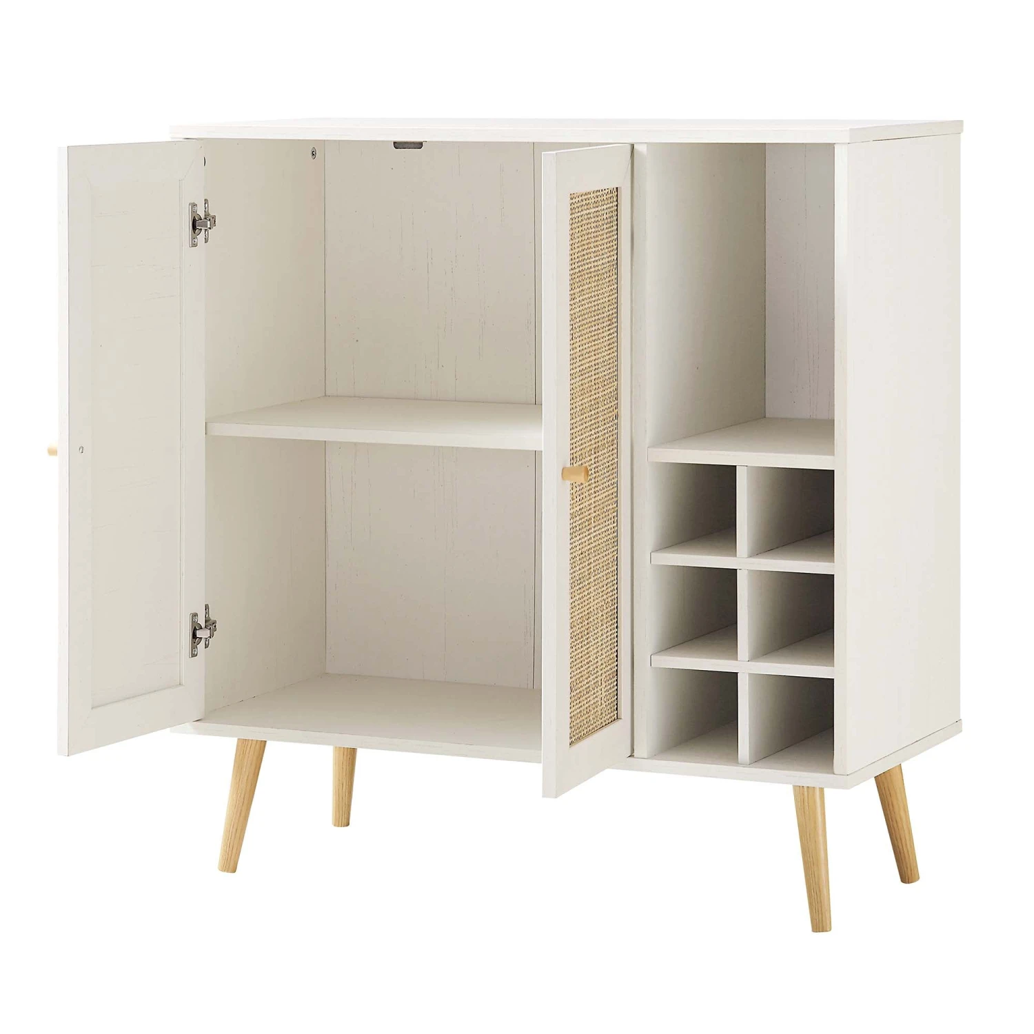 Frances Woven Rattan Drinks Cabinet, White 5 Frances Woven Rattan Drinks Cabinet, White - Image 5
