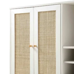 Frances Woven Rattan Drinks Cabinet, White 19 Frances Woven Rattan Drinks Cabinet, White -Fame Furni Sales FT CAB 02 WHITE detail1