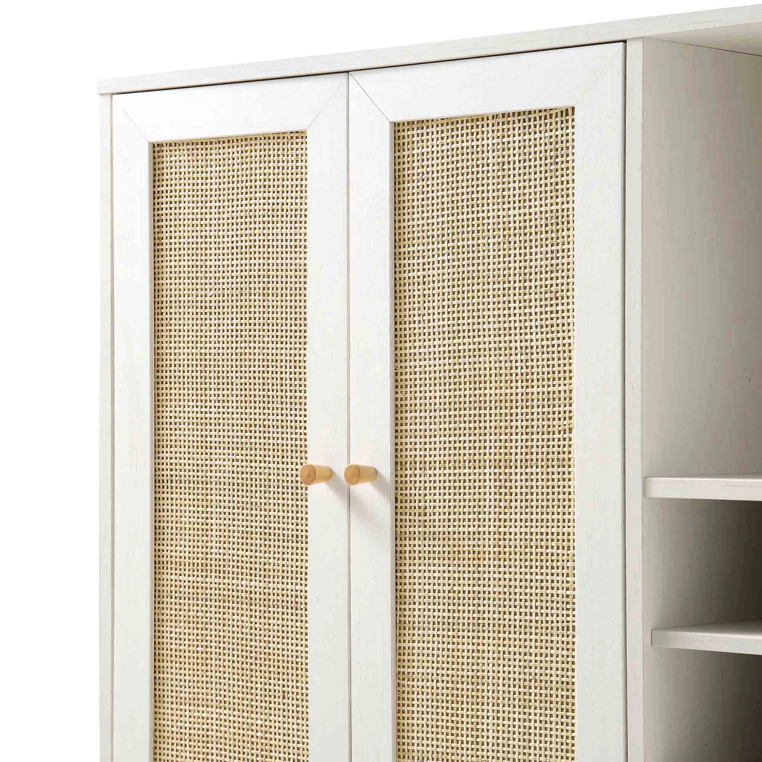Frances Woven Rattan Drinks Cabinet, White 9 Frances Woven Rattan Drinks Cabinet, White - Image 9