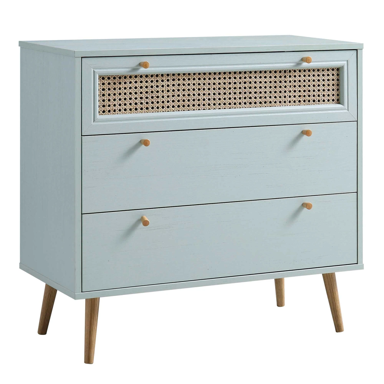 Anya Woven Rattan Chest Of 3 Drawer In Mint Colour 4 Anya Woven Rattan Chest Of 3 Drawer In Mint Colour - Image 4