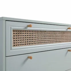 Anya Woven Rattan Chest Of 3 Drawer In Mint Colour 18 Anya Woven Rattan Chest Of 3 Drawer In Mint Colour -Fame Furni Sales FT COD 001 SAGE detail1