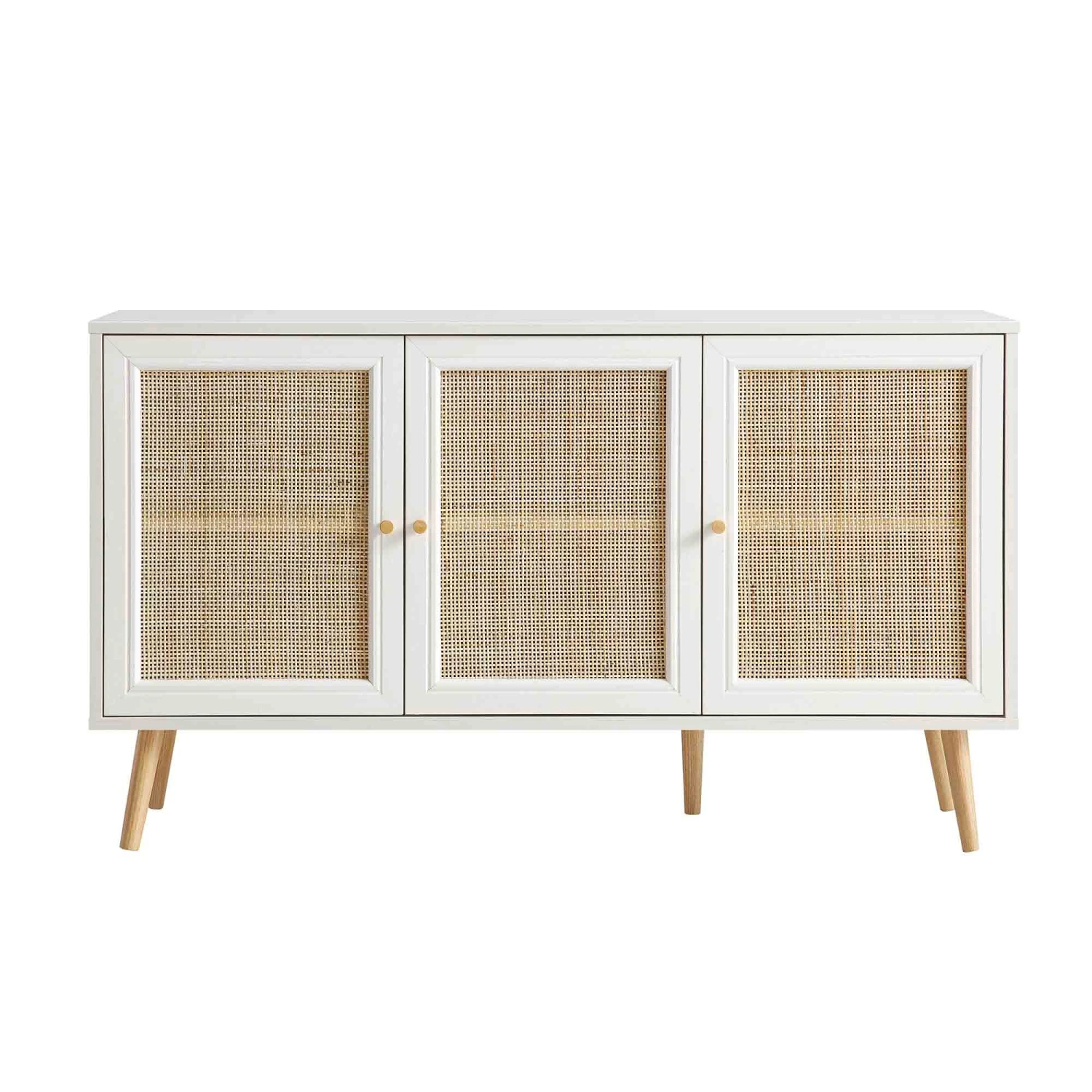 Frances Woven Rattan 3-Door Sideboard, White 3 Frances Woven Rattan 3-Door Sideboard, White - Image 3