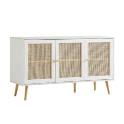 Frances Woven Rattan 3-Door Sideboard, White 15 Frances Woven Rattan 3-Door Sideboard, White -Fame Furni Sales FT SB 001 WHITE WB2