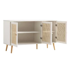 Frances Woven Rattan 3-Door Sideboard, White 16 Frances Woven Rattan 3-Door Sideboard, White -Fame Furni Sales FT SB 001 WHITE WB3