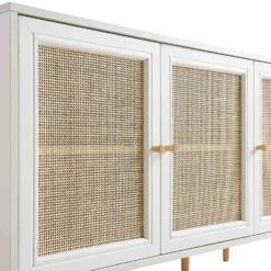 Frances Woven Rattan 3-Door Sideboard, White 19 Frances Woven Rattan 3-Door Sideboard, White -Fame Furni Sales FT SB 001 WHITE detail1