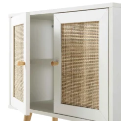 Frances Woven Rattan 2-Door Bathroom Undersink Unit, White -Fame Furni Sales FT UDS 01 WHITE detail3