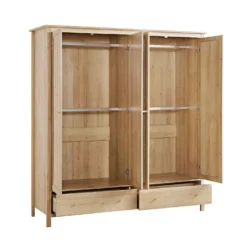 Frances Rattan 4-Door Wardrobe With 2 Drawers, Natural -Fame Furni Sales FT WARD 04 NAT WB3