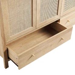 Frances Rattan 4-Door Wardrobe With 2 Drawers, Natural -Fame Furni Sales FT WARD 04 NAT detail1