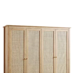 Frances Rattan 4-Door Wardrobe With 2 Drawers, Natural -Fame Furni Sales FT WARD 04 NAT detail2