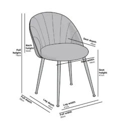 Milverton Pair Of 2 Velvet Dining Chairs With Golden Chrome Legs (Grey) -Fame Furni Sales Furniture Dimensions DCH 2113 37dffeb8 4495 4797 8953 114321a4fef5