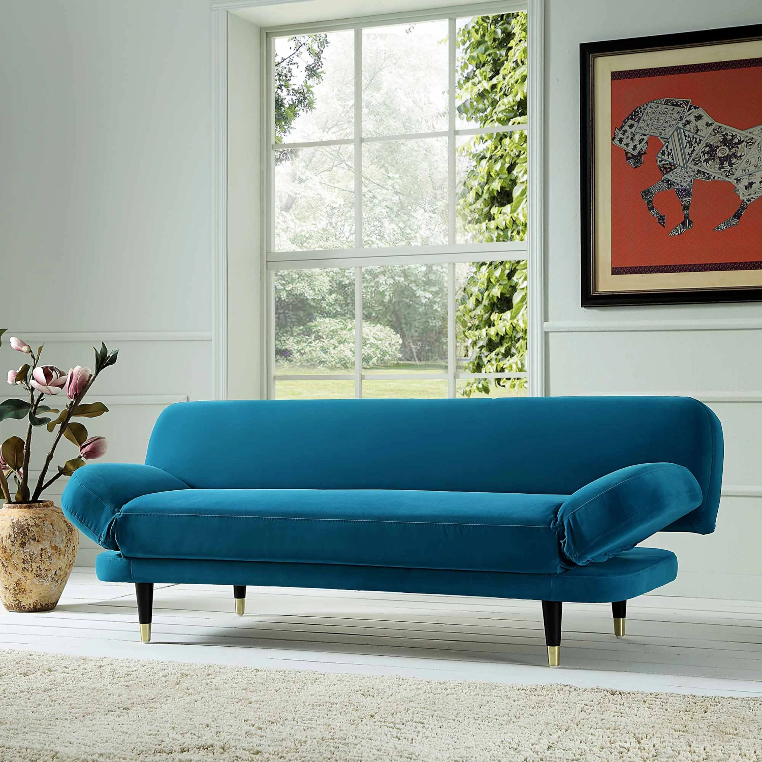 Solna 2-Seater Sofa Bed, Teal Velvet 1 Solna 2-Seater Sofa Bed, Teal Velvet