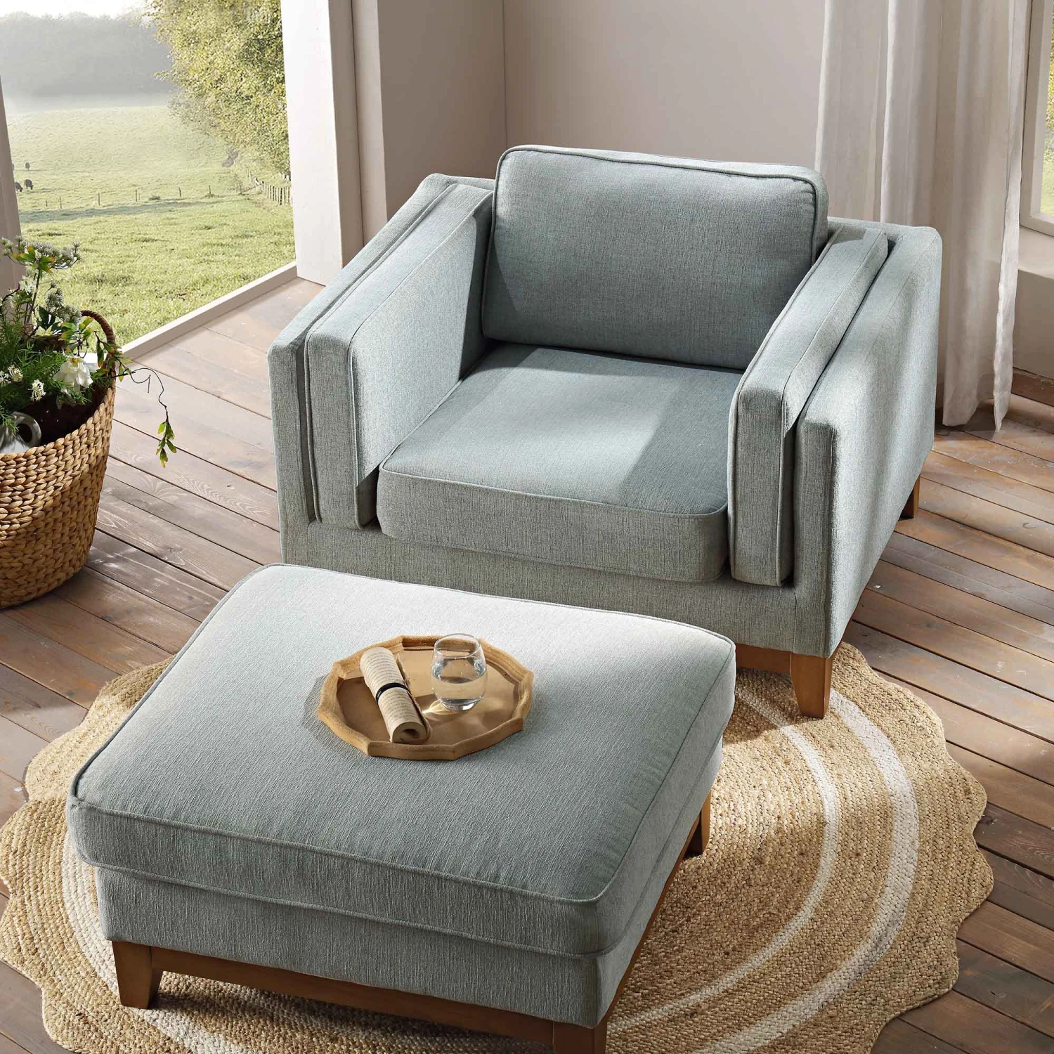 Dipley Sage Fabric Sofa, 1-Seater 4 Dipley Sage Fabric Sofa, 1-Seater - Image 4