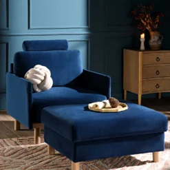 Timber Navy Blue Velvet Armchair -Fame Furni Sales GCSF 2348 NAVY VEL 1ST scene2