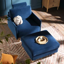 Timber Navy Blue Velvet Armchair -Fame Furni Sales GCSF 2348 NAVY VEL 1ST scene3