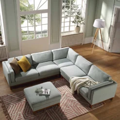 Dipley Sage Woven Fabric Grande Corner Sofa 17 Dipley Sage Woven Fabric Grande Corner Sofa -Fame Furni Sales GCSF 2399 SAGE WOV LARGECORNER scene2