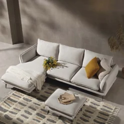 Obriel Oatmeal Fabric Sofa, Grande Chaise Sofa Left Hand -Fame Furni Sales GCSF 2400 OAT FAB LEFT scene2