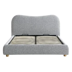 Egerie Curved Headboard Mist Grey Boucle Ottoman Storage Bed -Fame Furni Sales JAH 011 GREY BOUCLE WB1