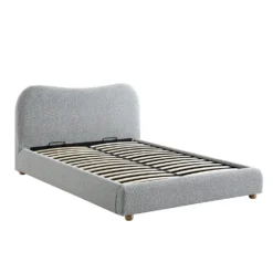 Egerie Curved Headboard Mist Grey Boucle Ottoman Storage Bed -Fame Furni Sales JAH 011 GREY BOUCLE WB2