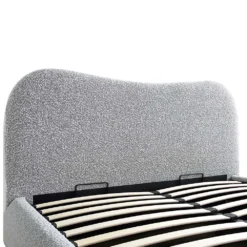Egerie Curved Headboard Mist Grey Boucle Ottoman Storage Bed -Fame Furni Sales JAH 011 GREY BOUCLE detail1