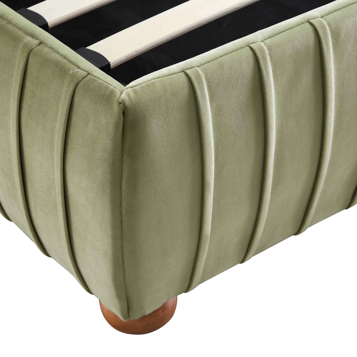 Helia Pleated Ottoman Storage Bed, Lichen Velvet 14 Helia Pleated Ottoman Storage Bed, Lichen Velvet - Image 14
