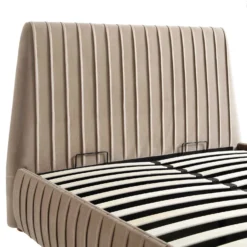 Helia Pleated Ottoman Storage Bed, Taupe Velvet -Fame Furni Sales JAH 012 MINK VEL detail1